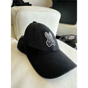 Psycho Bunny Trucker Hat Boys OS Black Mesh Back Snapback Bunny Crossbones Logo